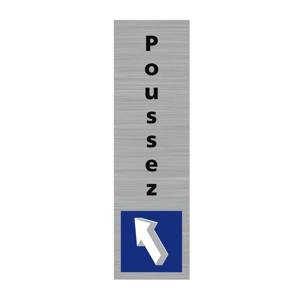 Poussez Handle Plaque de porte Poussez, 170x50 mm (17x5 cm), adhésif aspect aluminium ...