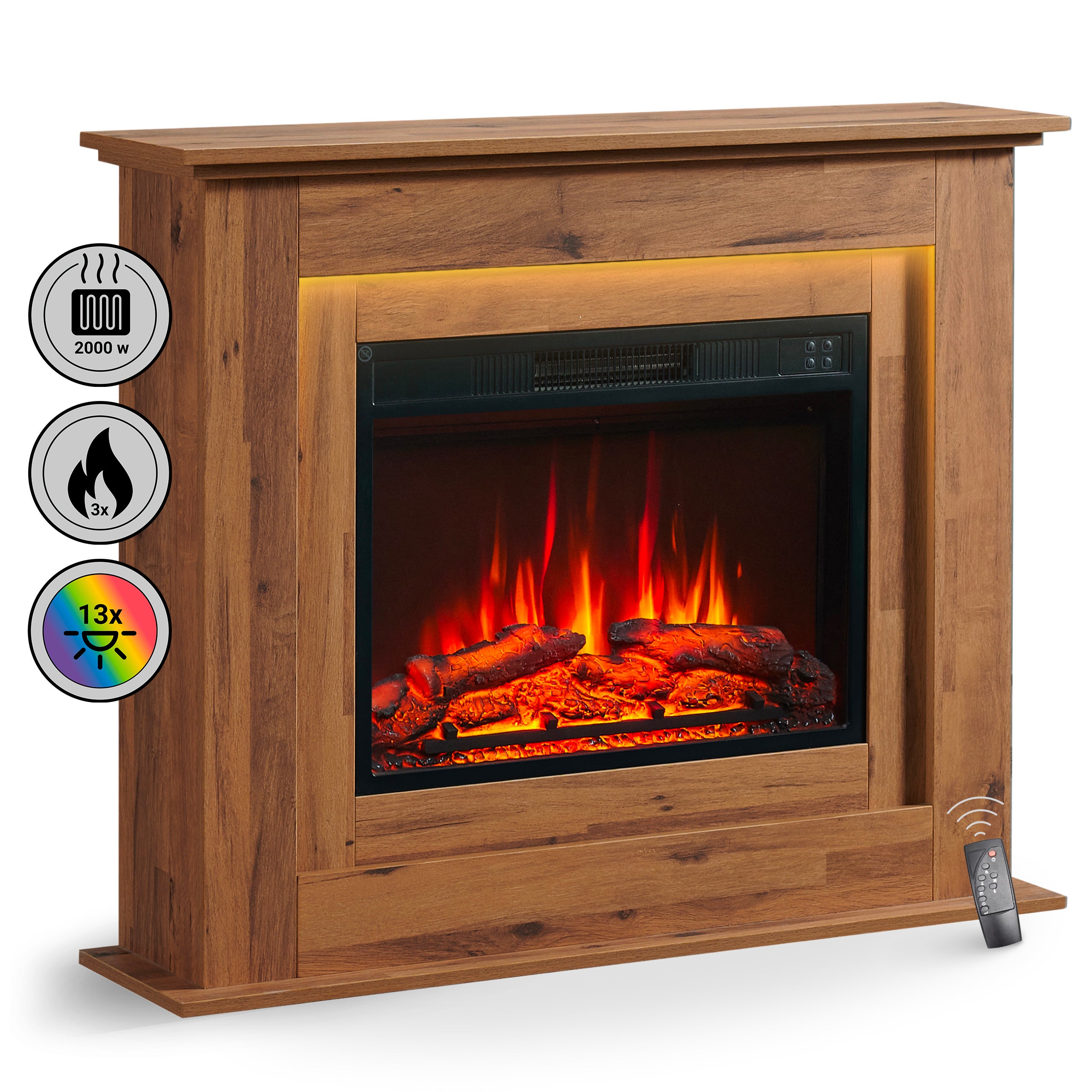 Cheminée électrique BALDERIA Finn - Cheminée sur pied, chauffage 2000 W ...