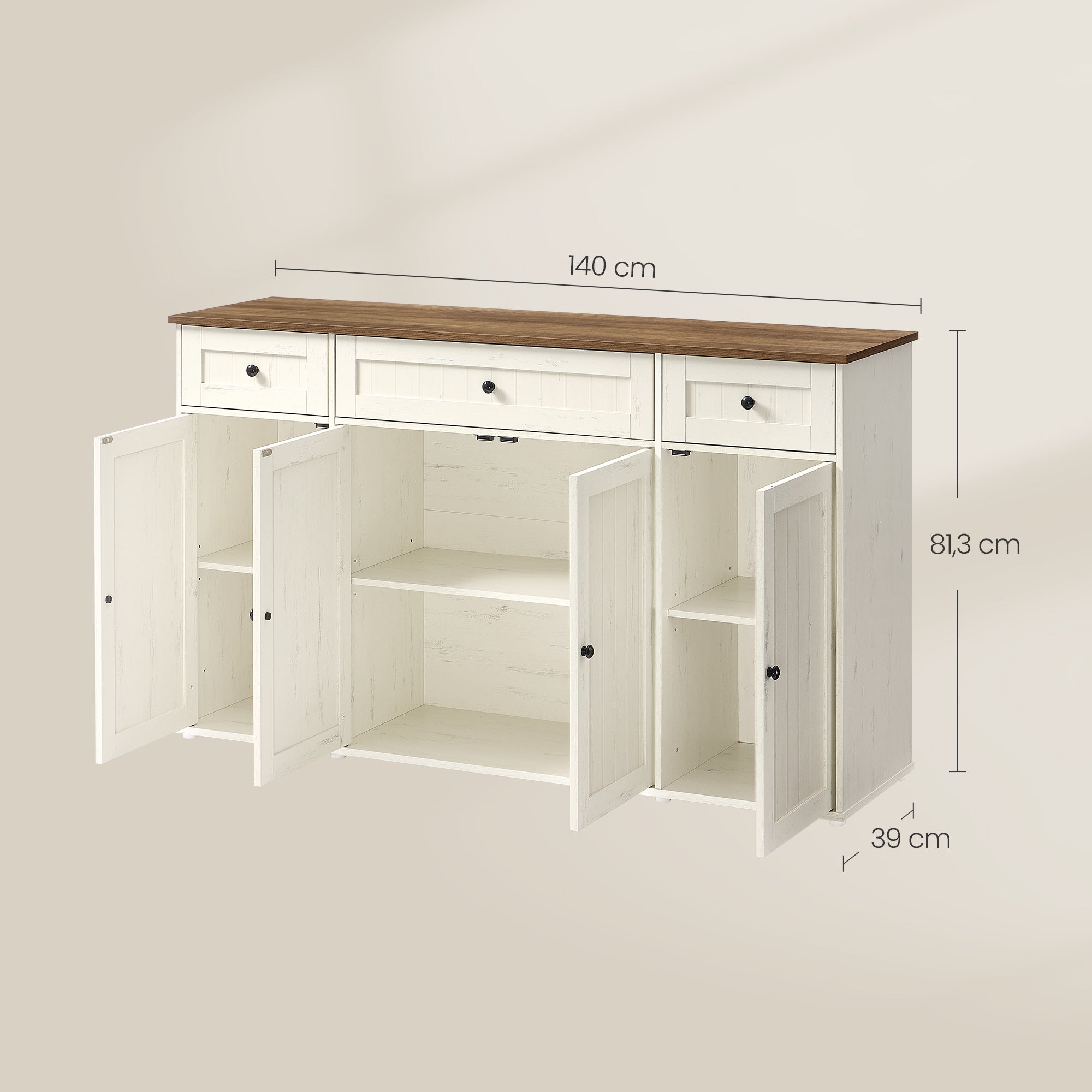 Buffet, Snapsemble Montage Super Rapide, Meuble de Cuisine avec Plan de Travail, Blanc et Marron - 5
