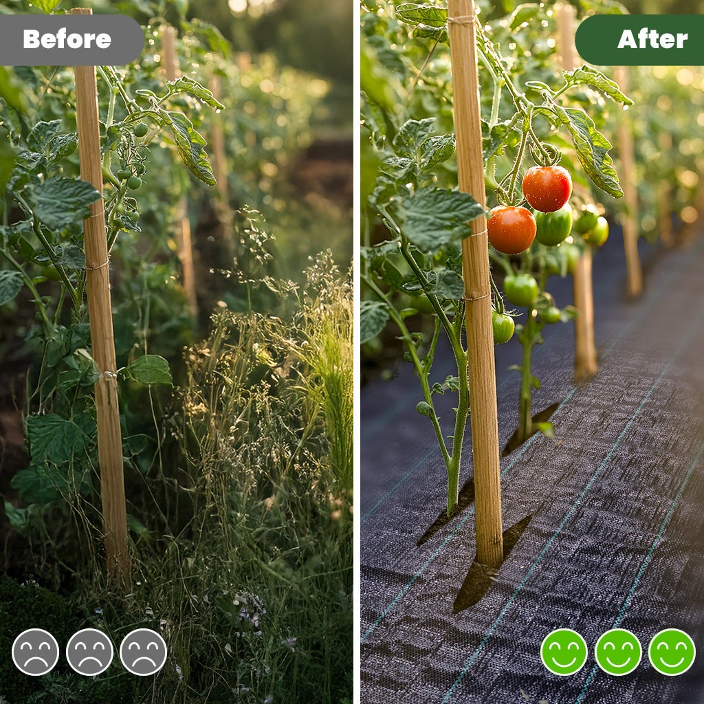 VOUNOT® Telo Pacciamatura 1m x 50m 100g/m², con 100 Picchetti a U, Telo Anti Erbacce per Orto, Giardino, Stabilizzazione UV, Nero - 6