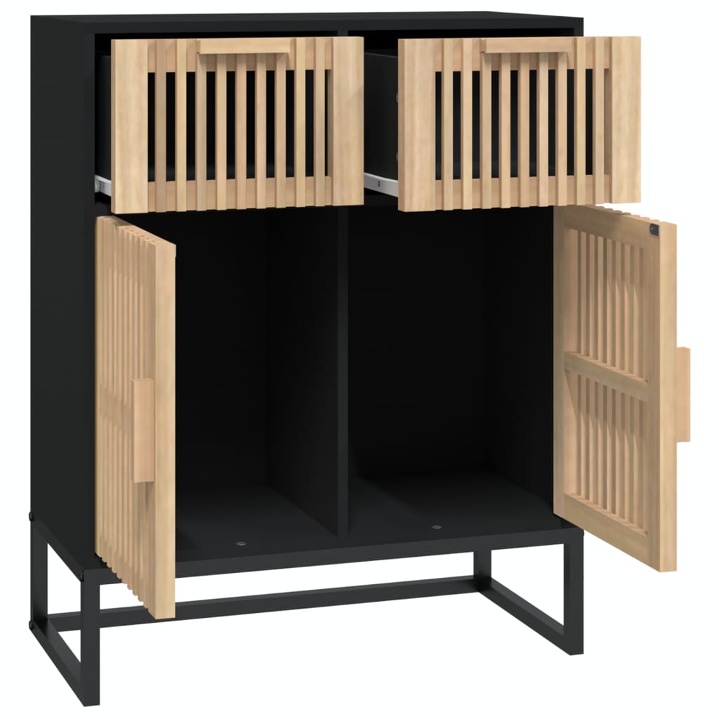 Buffet haut bois naturel et acier noir Ventila 60cm - Élégance et praticité-Couleur Noir - 2