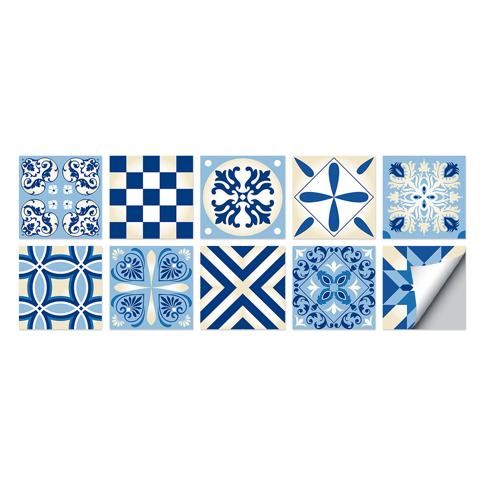 Zestaw 20 wodoodpornych naklejek ściennych z PVC na płytki marokańskie, 20 x 20 cm