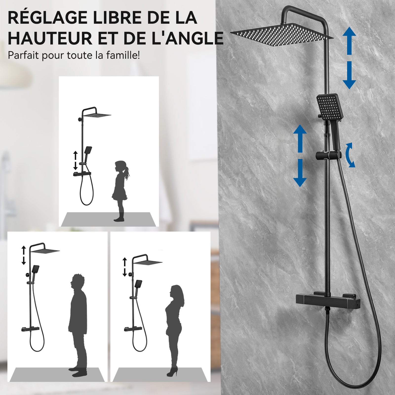 Ducha Termostática Cromo, Columna de Ducha con Mezclador, Set de Ducha 6 Funciones - 6