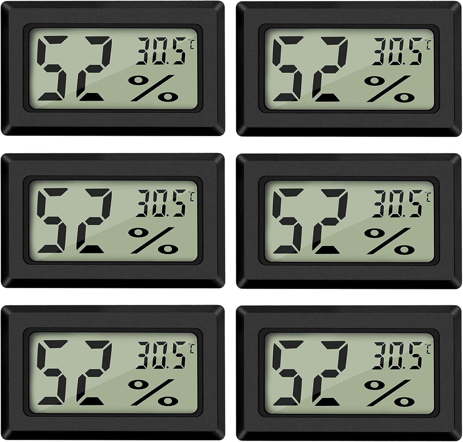 (6 sztuk) Mini termometr cyfrowy LCD z higrometrem, temperatura i wilgotność, -50~70℃, wilgotność względna 10%~99%, przenośny termometr, wskaźnik ter