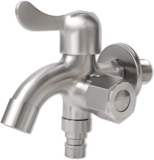 Rubinetto Giardino Doppia Uscita 1/2 Pollice In Acciaio Inox - Resistente Alla Ruggine Per Esterno, Irrigazione E Industria - 4