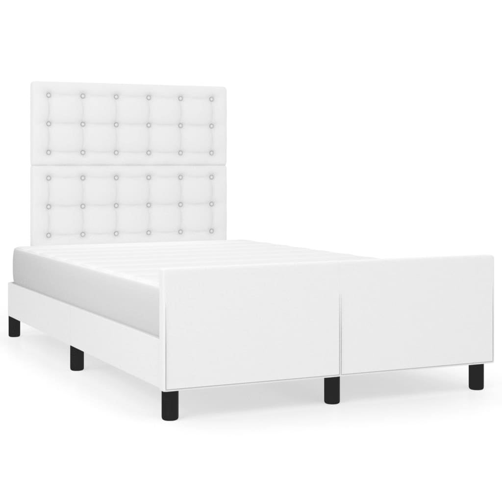 Cadre de lit sans matelas blanc 120 x 190 cm similicuir - 2