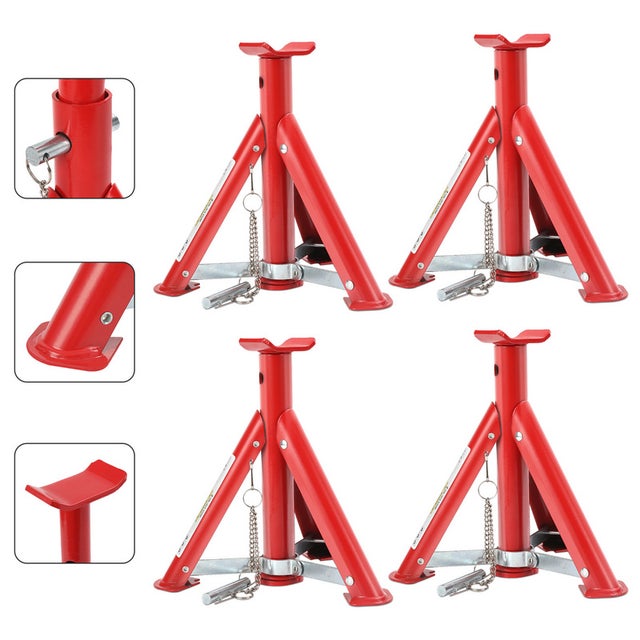 4x Chandelles Supporte jusqu'à 2T Antidérapantes Sécurisées pour Voitures et Camions Extrêmement stable red