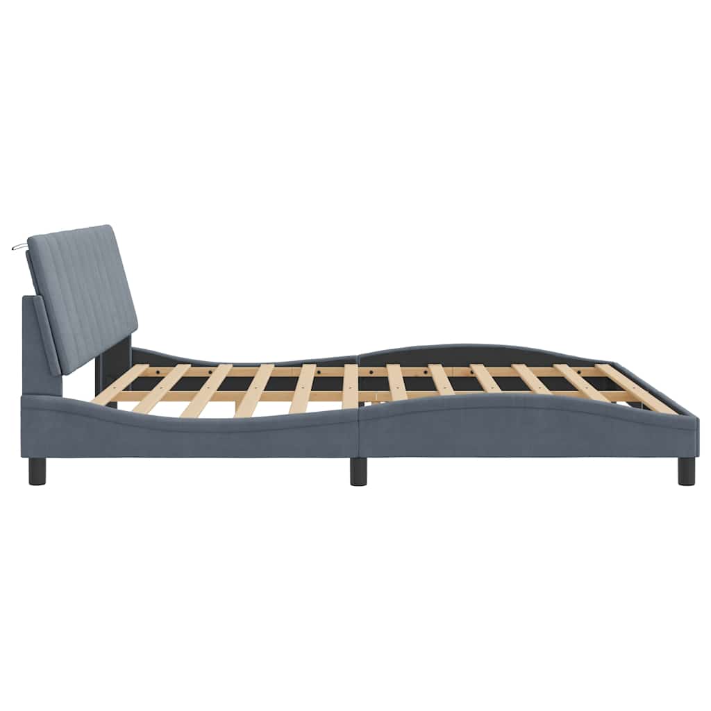 Cadre de lit sans matelas velours gris foncé 200x200 cm - 7