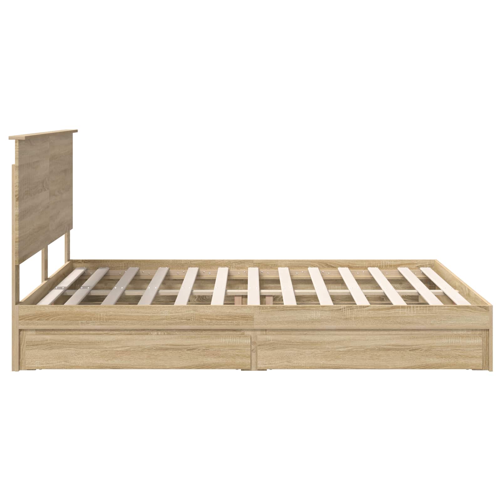 Lit de rangement en panneau de bois chêne, pour la chambre, 160 × 200 cm - 9