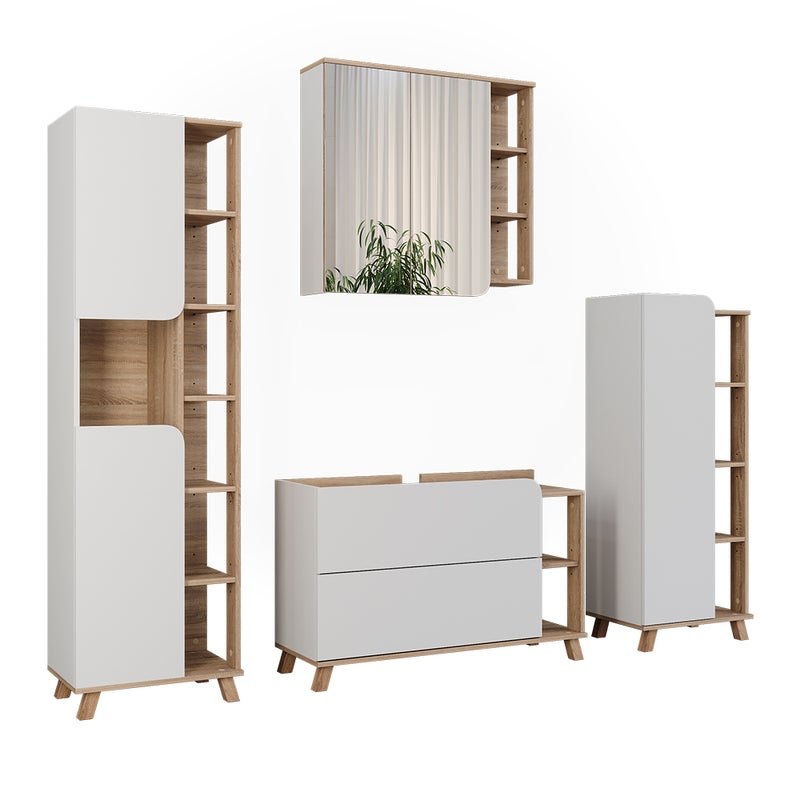 Vicco Zestaw mebli łazienkowych Karen, Sonoma/Biały, 4 części