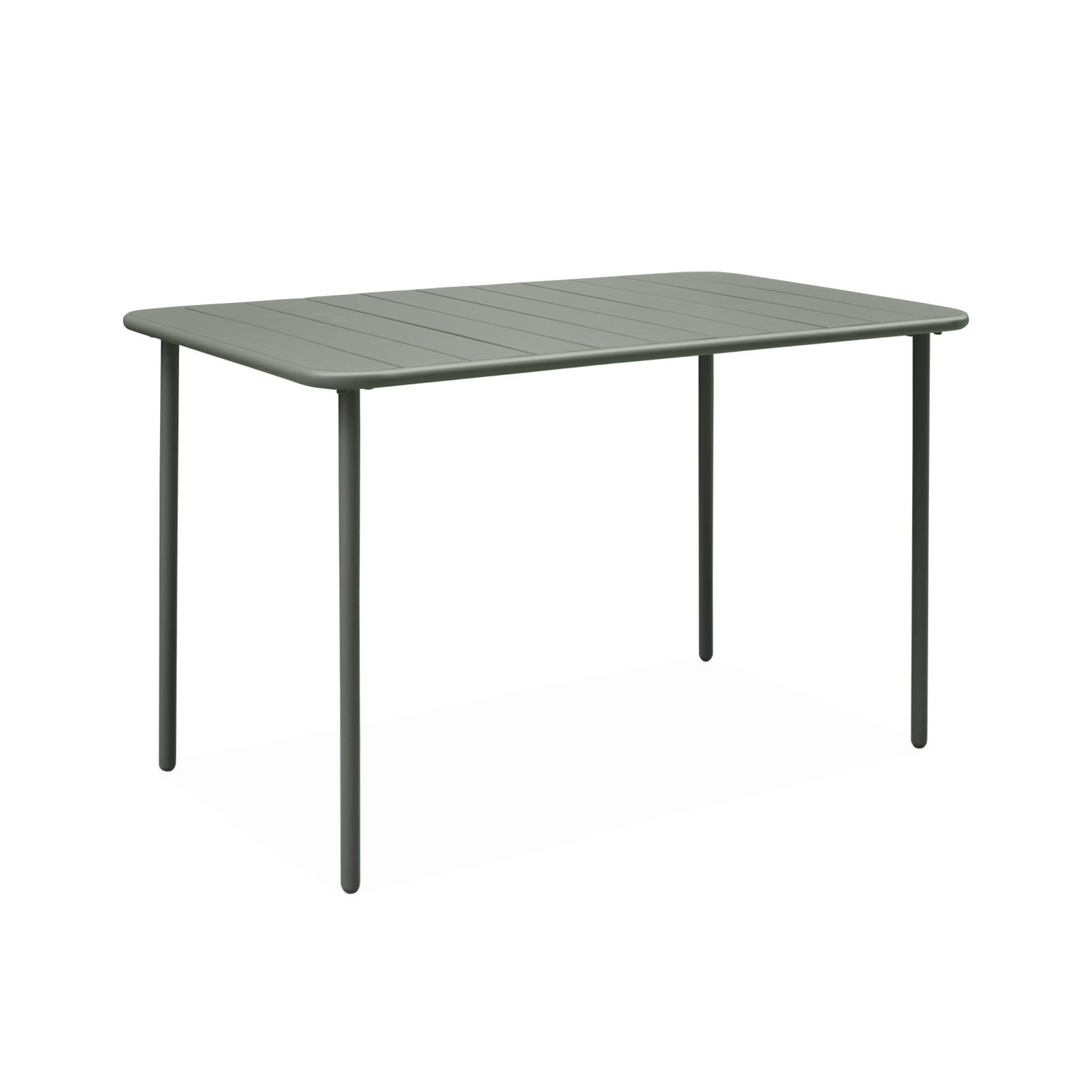 Table à manger de jardin rectangulaire en Acier Vert 4 places - 6