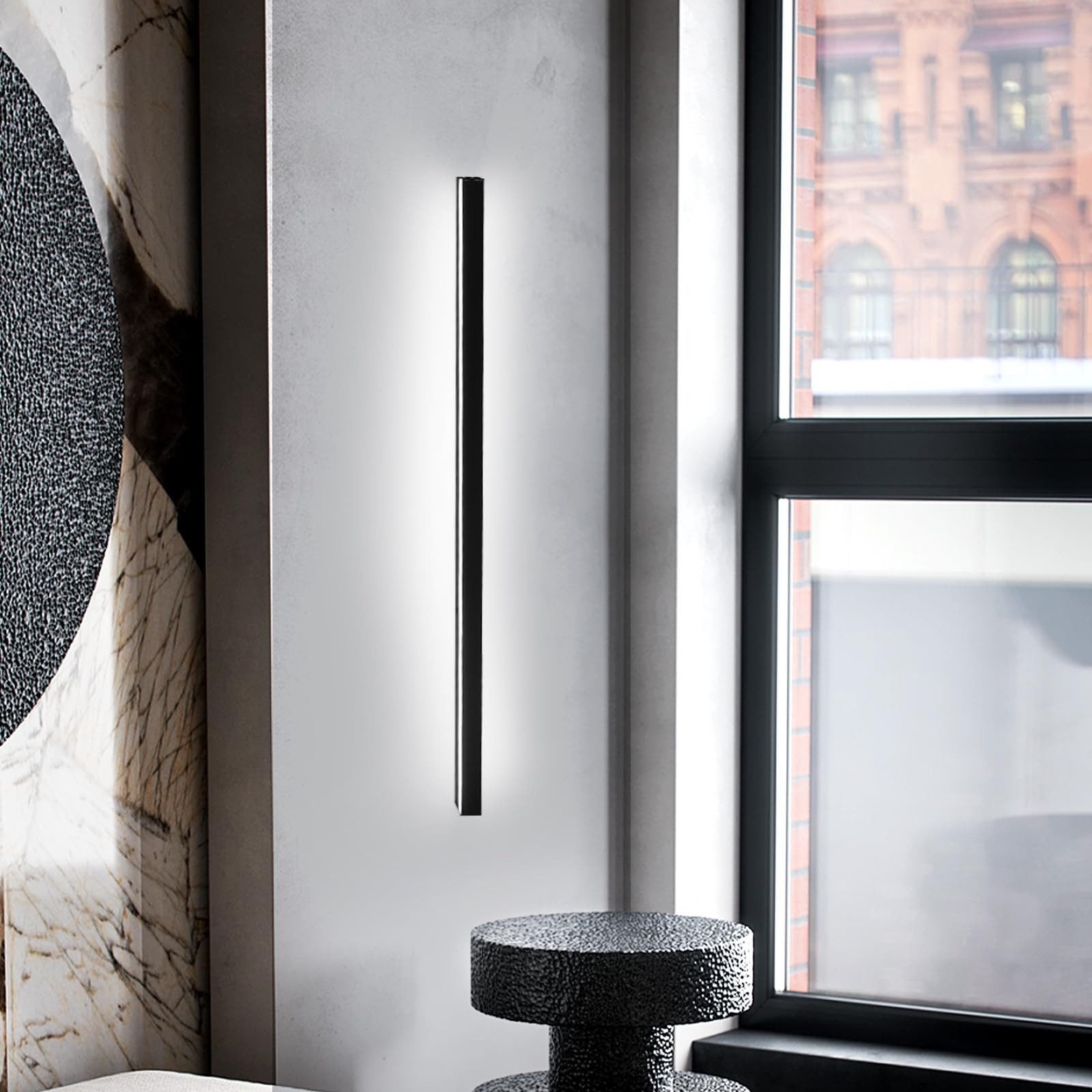 NETTLIFE Zestaw 2 lamp ściennych do wnętrz czarnych 100CM nowoczesne oświetlenie ścienne do przedpokoju 32W - 7