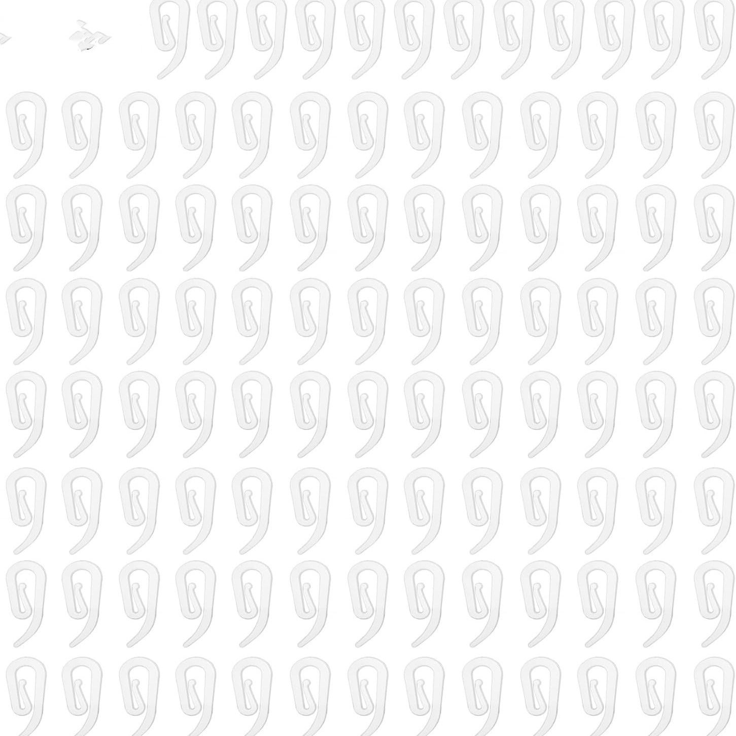 Haczyki do karnisza | Zestaw 130 sztuk | Plastikowe klipsy do zasłon - do prysznica/okna/drzwi, białe | Rozmiar 28X12mm | (130)