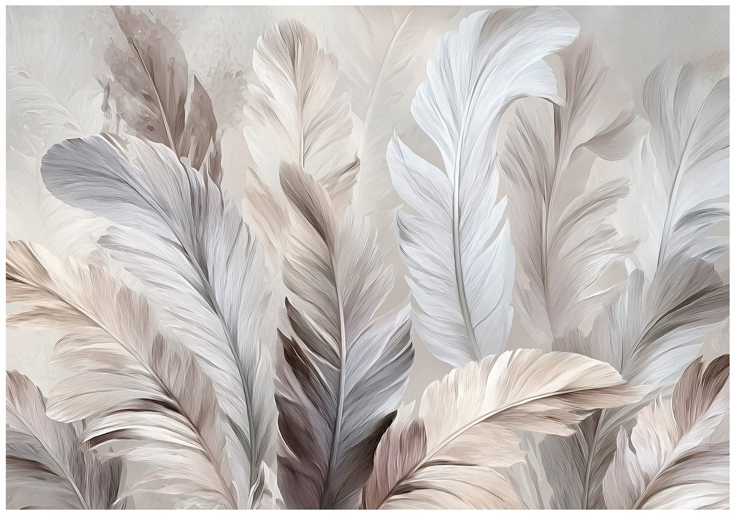 Fototapeta Pióra Abstrakcja Beżowy Boho 350x250 cm Tapeta Do Sypialni Salonu Kuchni Na Flizelinie