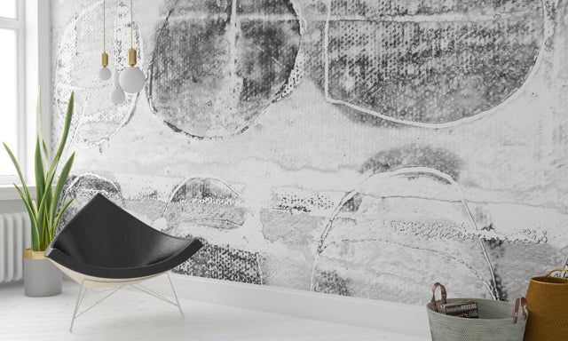 Papier peint panoramique sur intissée de Komar - Roswitha Huber Rolls Rolling grey-white - Taille: 500 x 280 cm