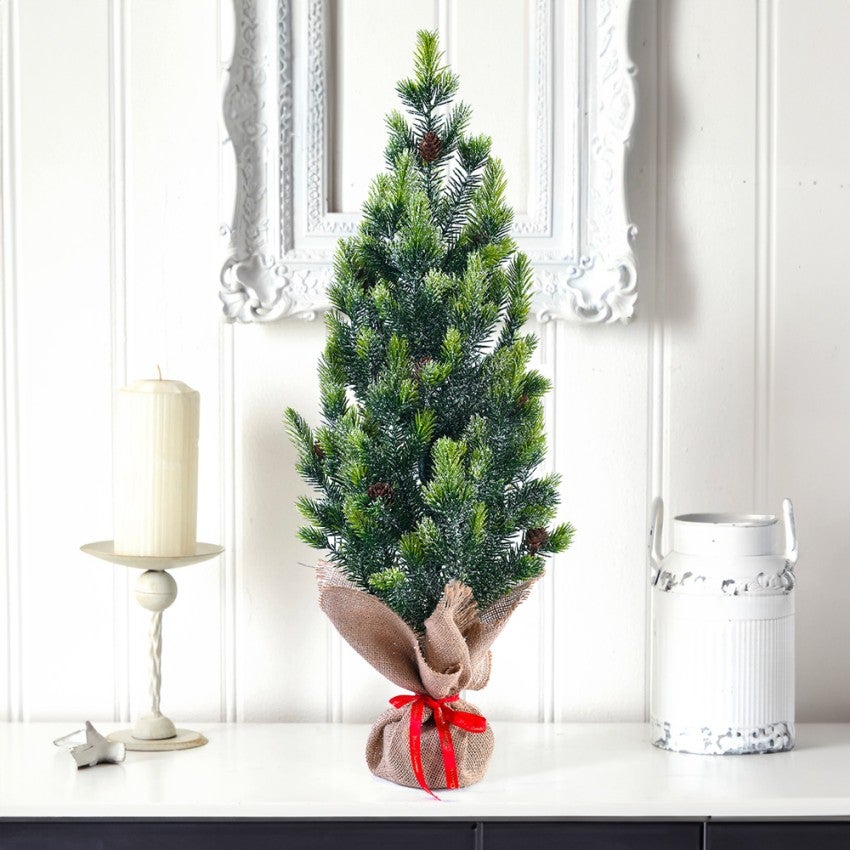 Albero Di Natale Artificiale Da Tavolo - 50 Cm, Realistico, Per Interni Ed Esterni, Decorazione Natalizia