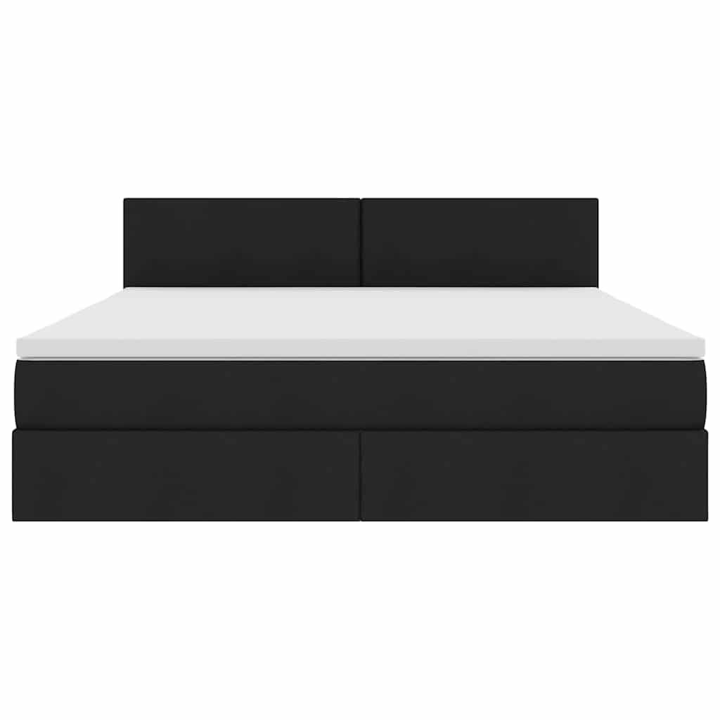 Lit avec rangement et matelas noir 180 x 200 cm en velours - 7