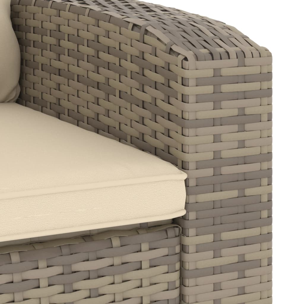 Fauteuil inclinable de jardin avec coussins marron clair rotin - 7
