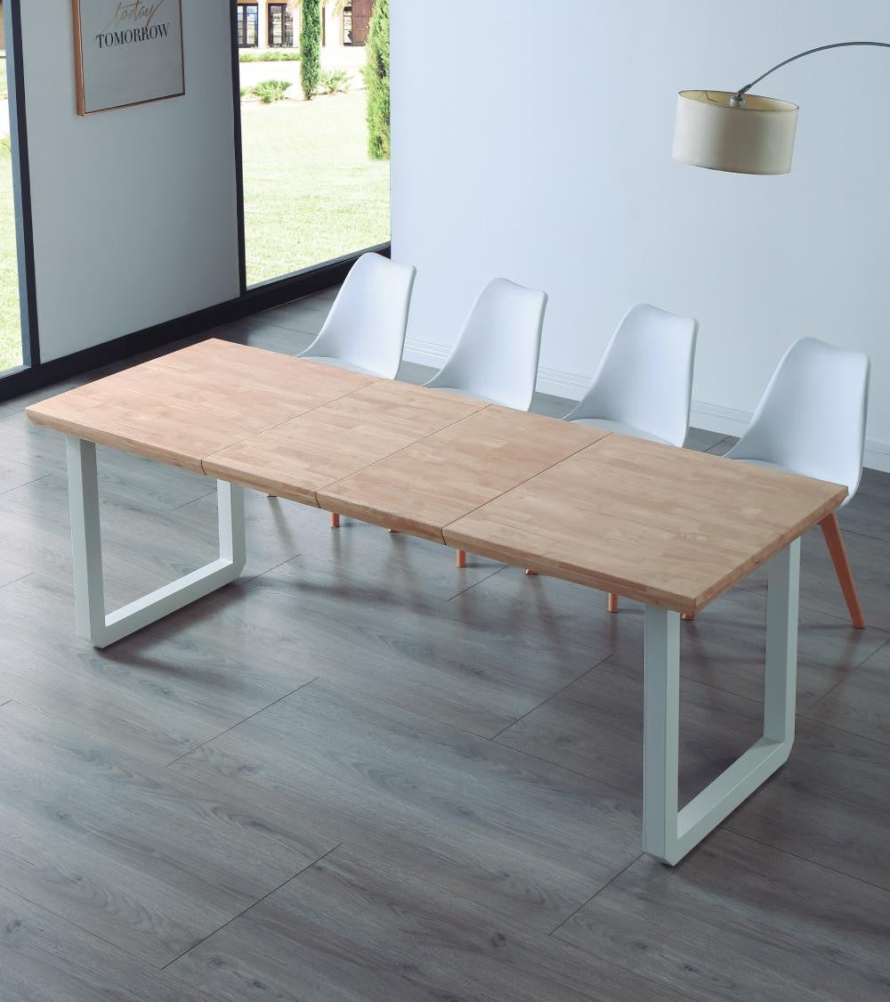 Mesa comedor extensible JACK, estilo industrial, de 140 hasta 220 cm ancho patas metalicas en blanco Roble Nordish - 9
