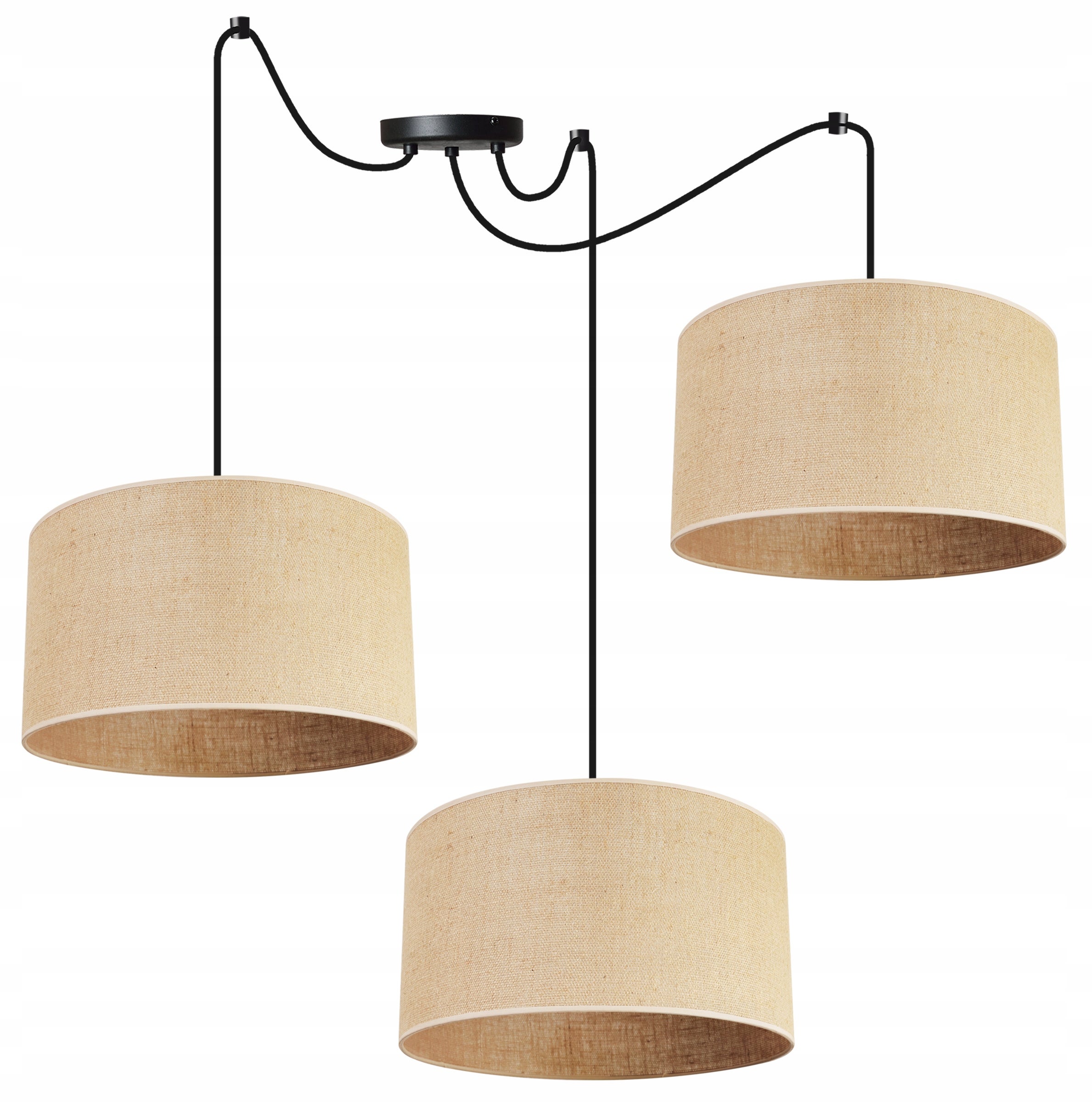 Lampa sufitowa wisząca Spider Juta modern 3xE27 abażur walec beżowy Light Home LH