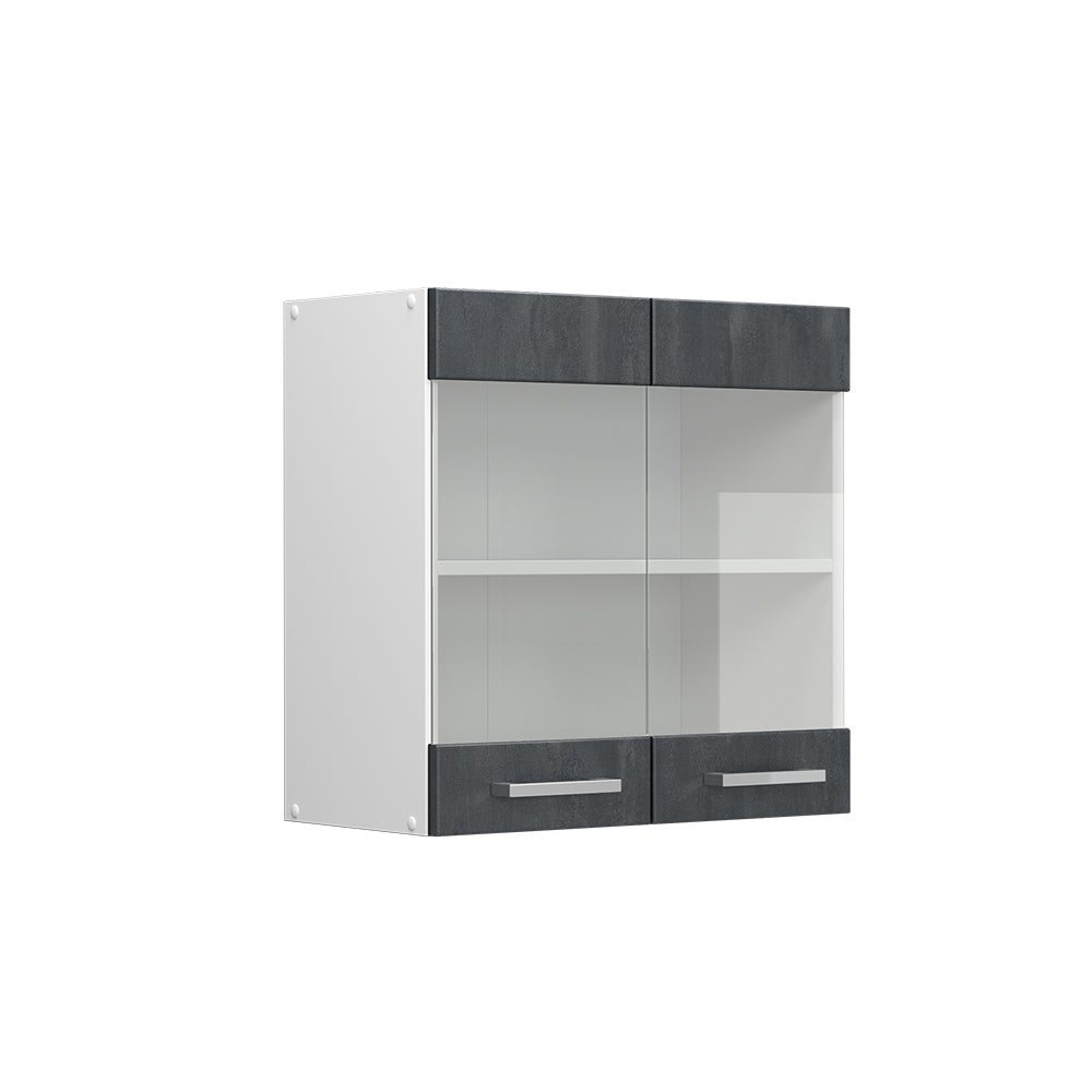 Mueble Colgante R-line Armario Cocina Vicco R-Line Con Vidrio -  Blanco/Antracita, 60x60x31 Cm, Montaje Incluido Armario R-line 60cm, image size:1000x1000