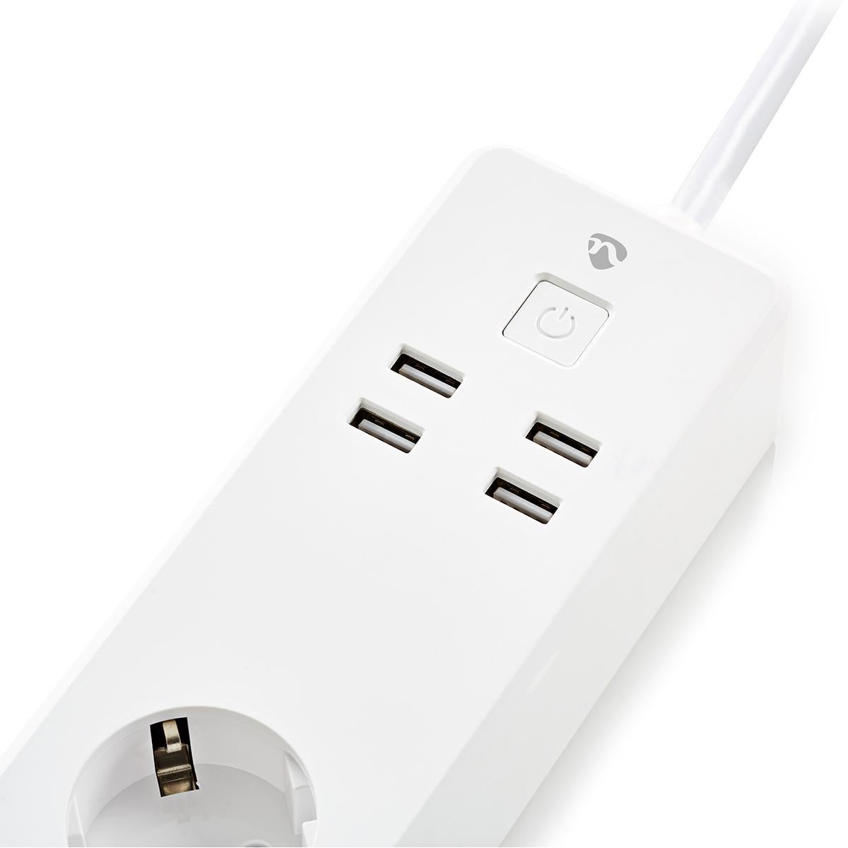 Multiprise connectée 3 prises avec interrupteur et 4 prises usb 5v 2.4a - 1.80m blanche CONECTICPLUS - 3
