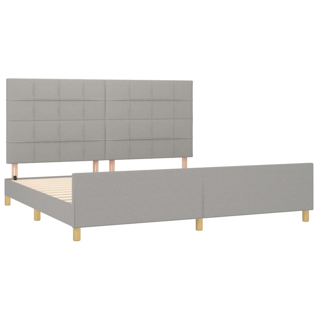 Cadre de lit sans matelas gris clair 200 x 200 cm en tissu - 4