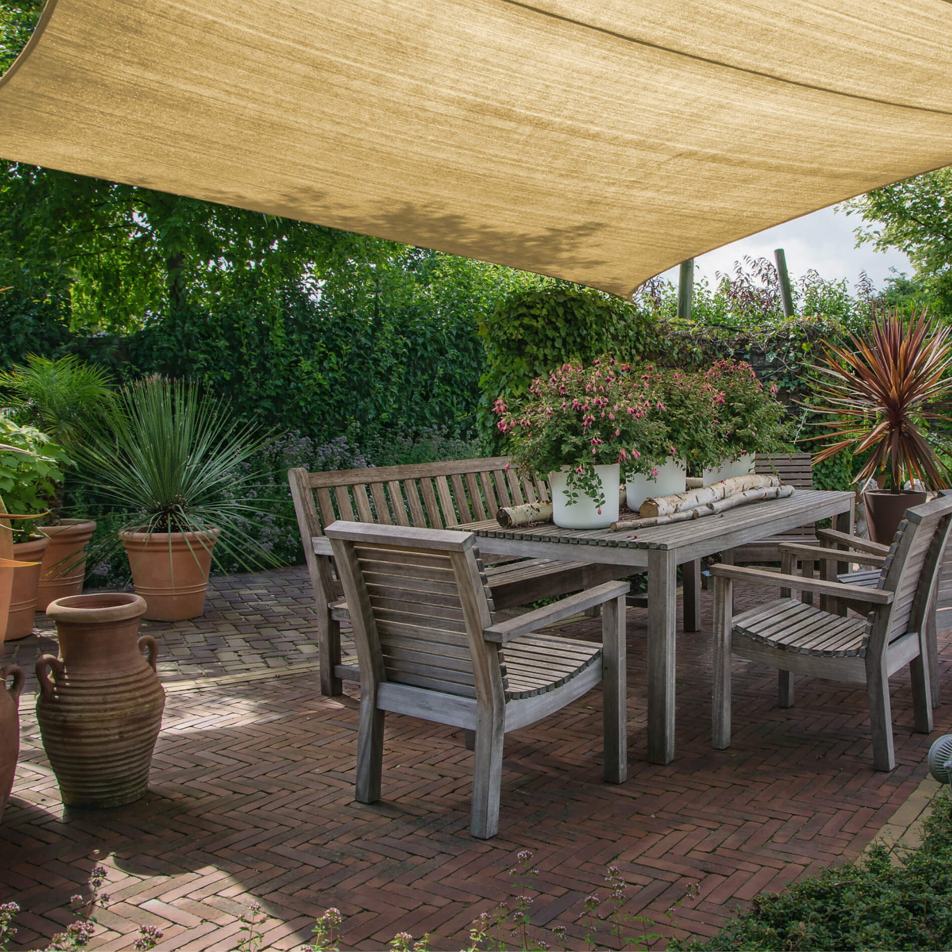 Mobili Rebecca Tenda Parasole Vela Rettangolare Beige Polietilene Anti UV 3x4 - 2