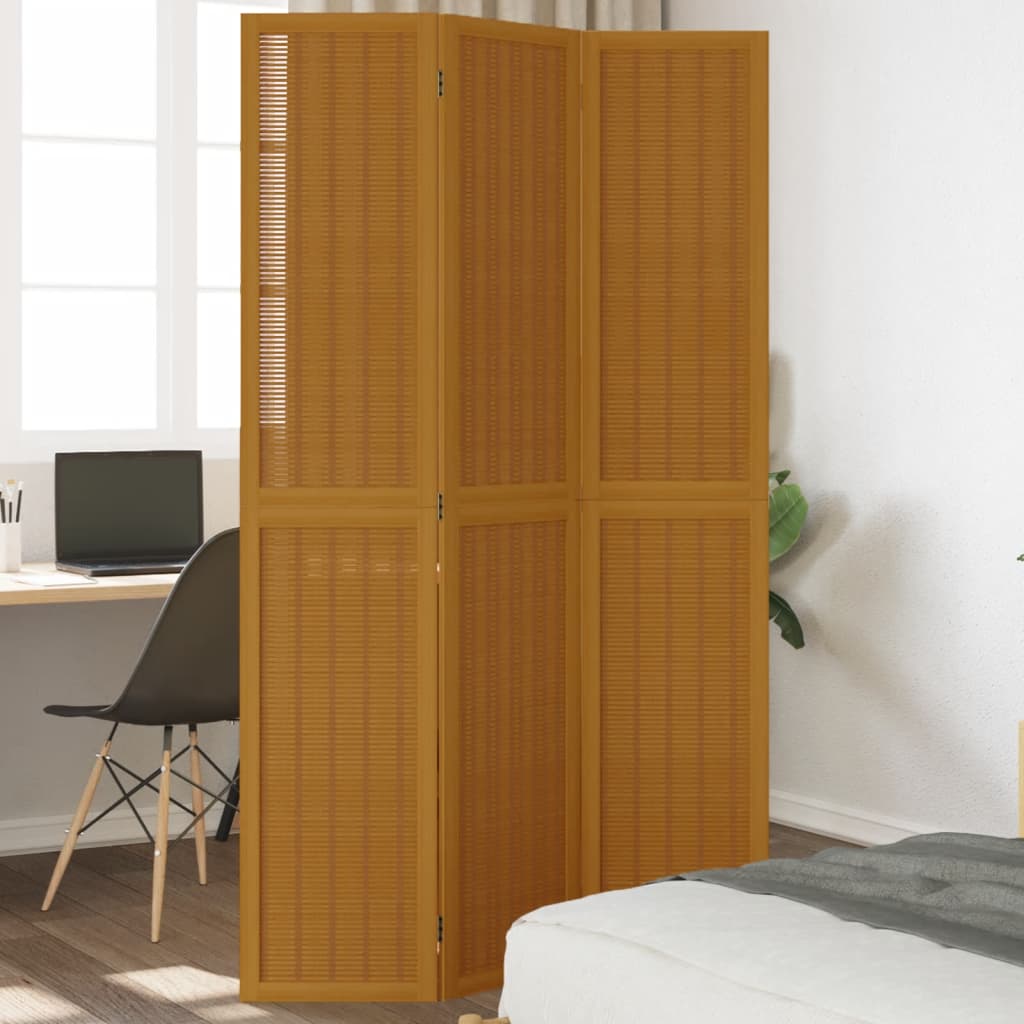 Maison exclusive - biombo separador de 3 paneles madera maciza paulownia marrón