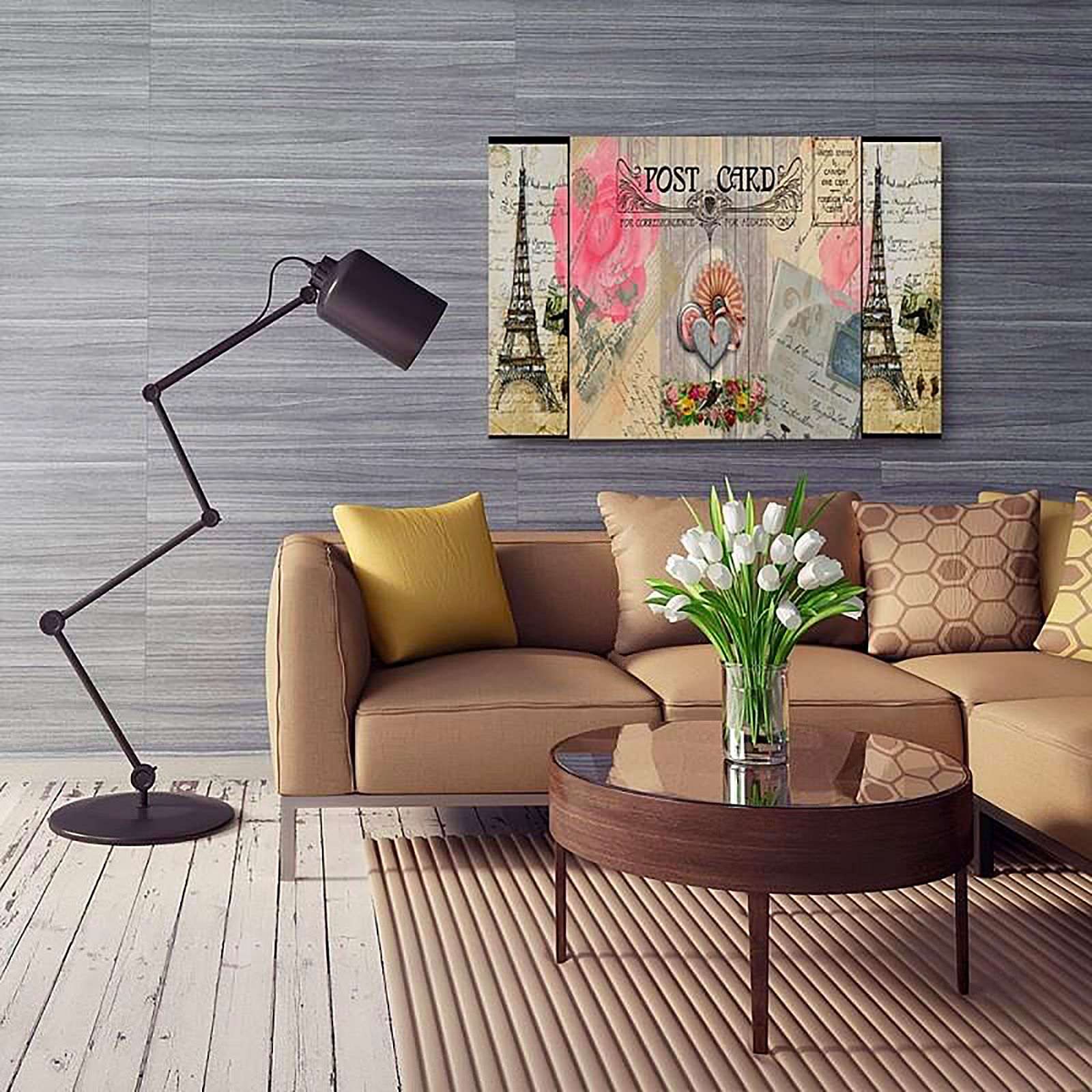 Tableau bois carte postale de paris - 80 x 60 cm - 2