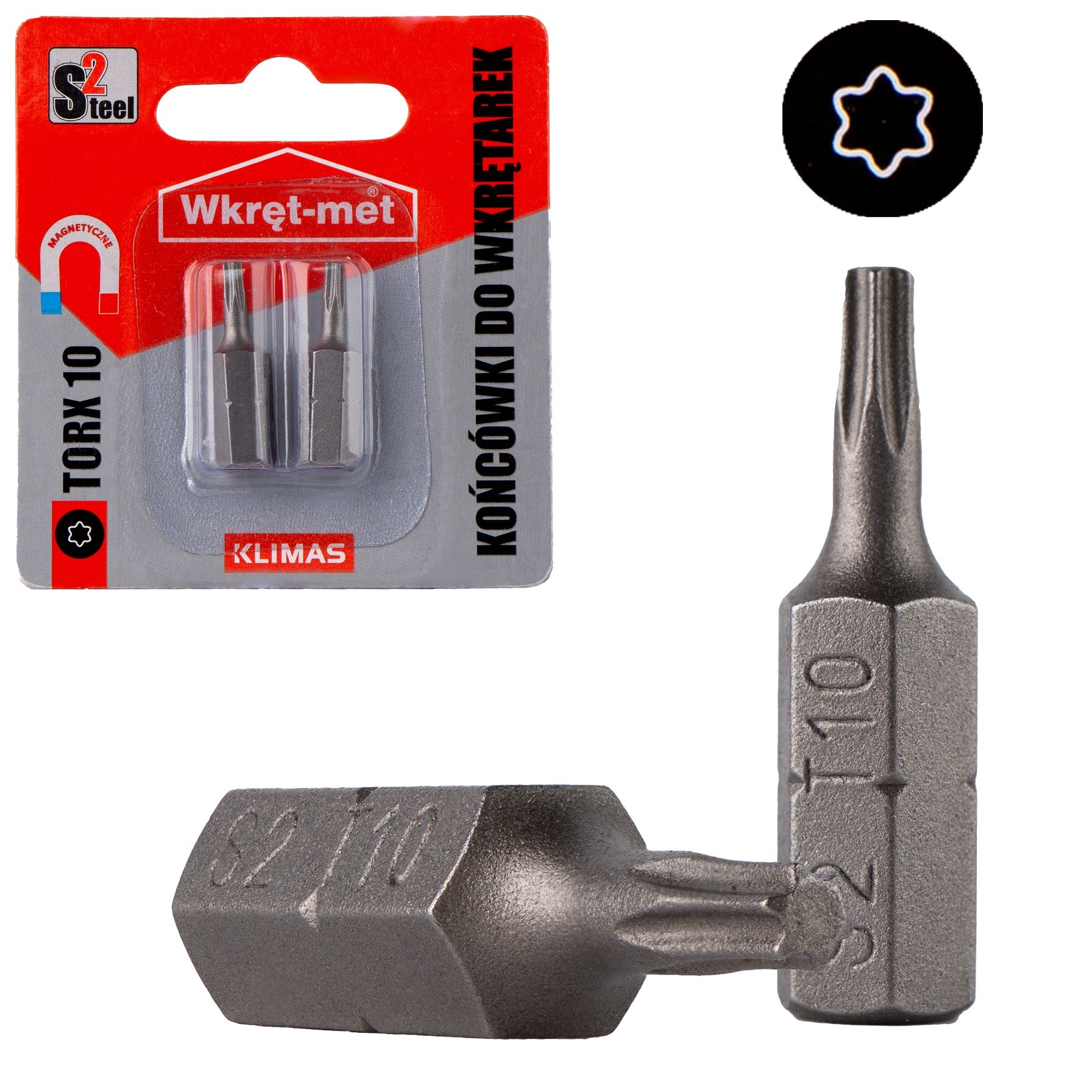 Końcówka do wkrętarki Klimas TORX T10 stal S2 2szt
