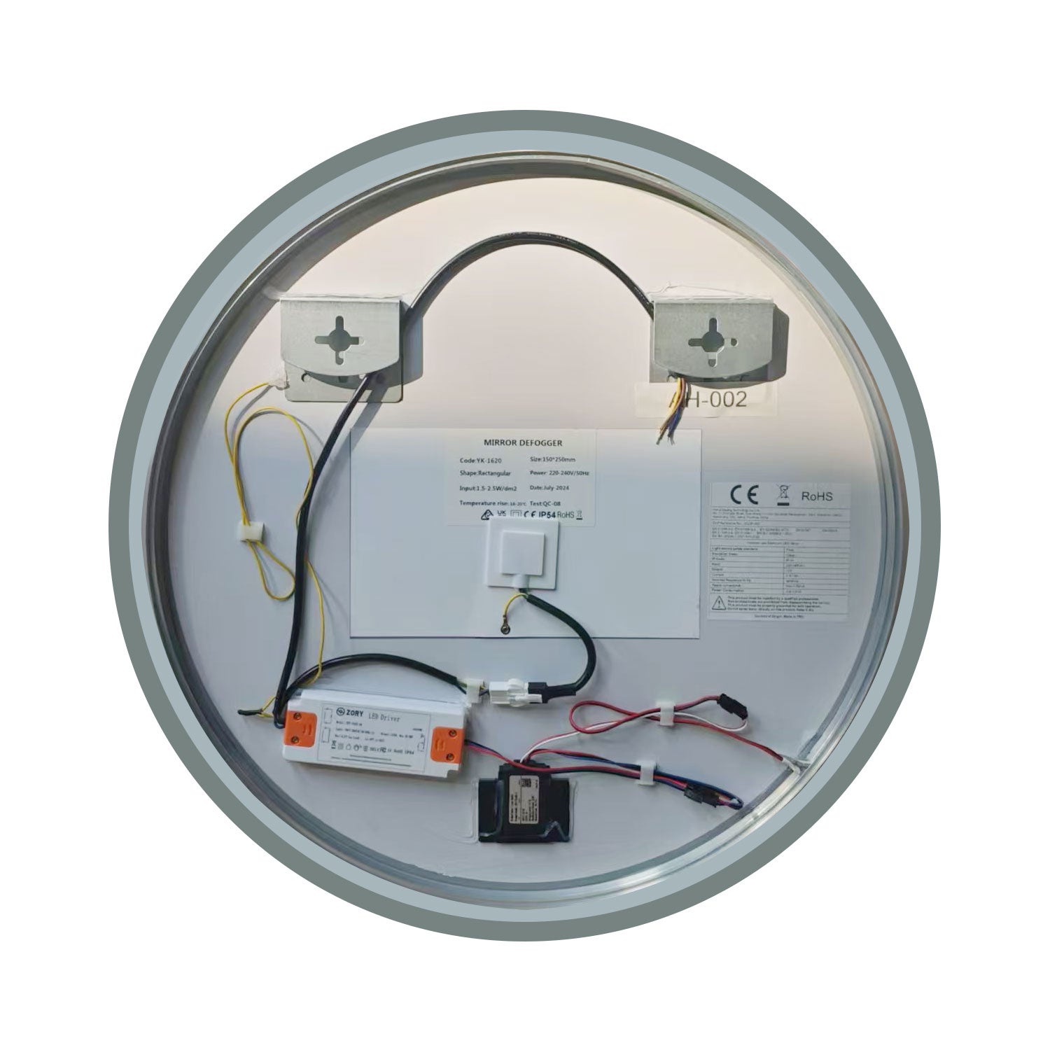 AICA Miroir lumineux rond 60cm dimmable + mémoire, miroir de salle de bain - 6