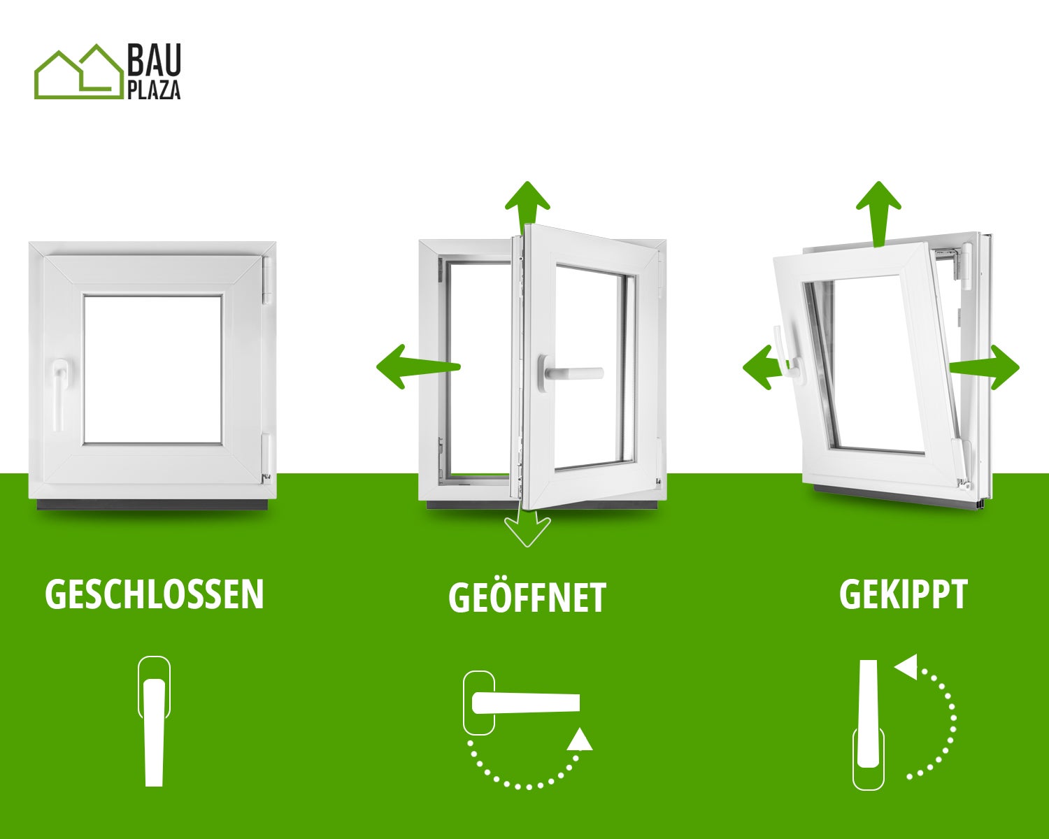 ‎BauPLAZA - Ventana PVC ANCHO x ALTO 500 x 500 mm 50 x 50 cm Derecha BLANCA Vidrio Transparente - doble cristal OSCILOBATIENTE - 4