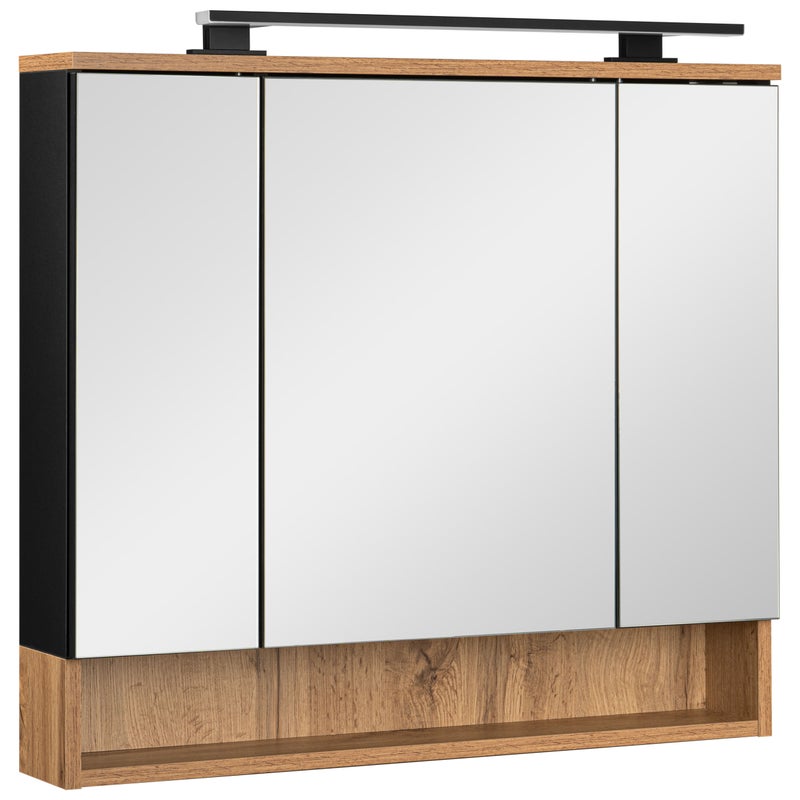 Szafka łazienkowa lustrzana wisząca z lustrem czarna wotan 80 cm lampka led