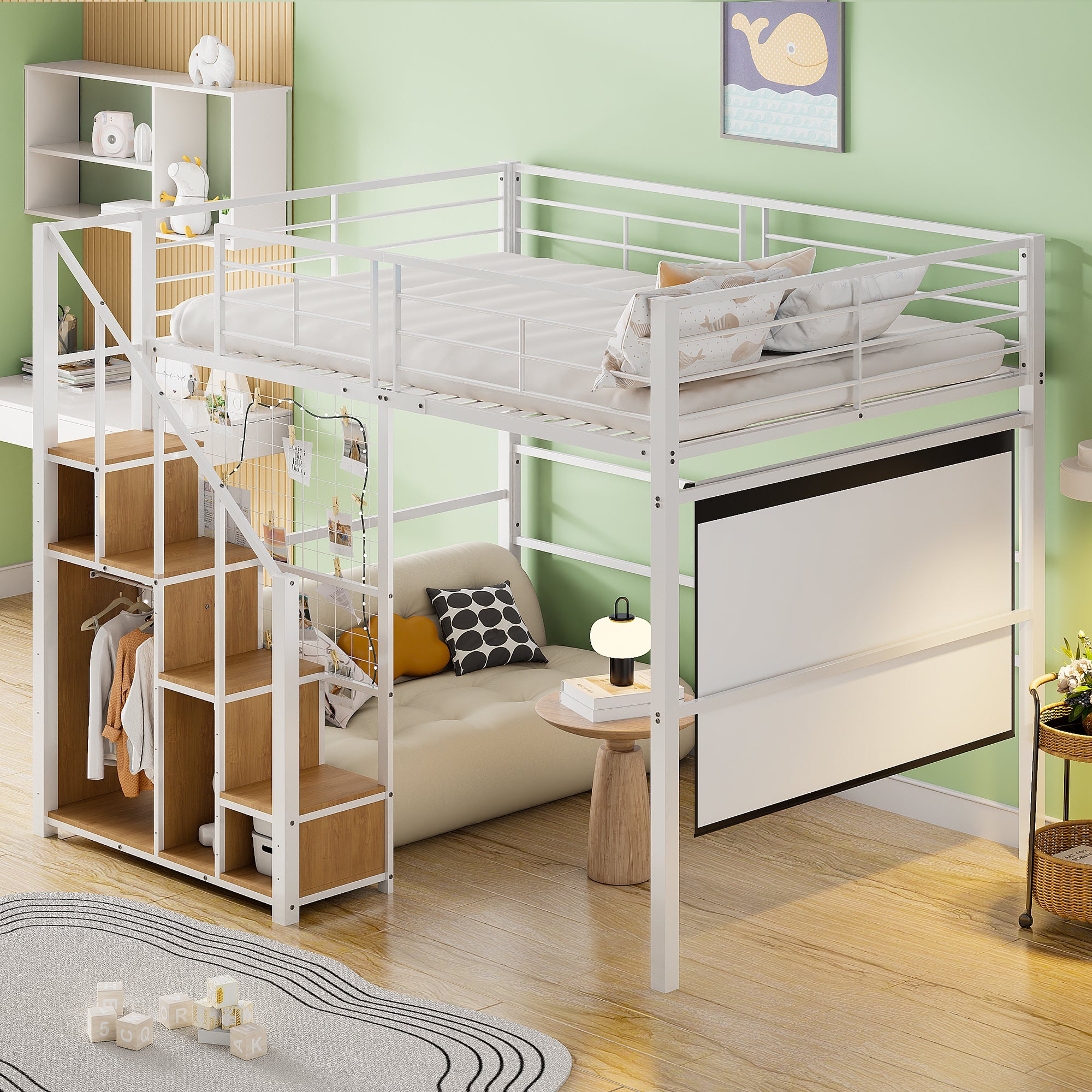 SOFIX Letto Singolo Con Cassettone 160x80 Cm – Cameretta In Pino Massello, Telaio Con Doghe, Materasso In Spugna Incluso! Colore Grigio