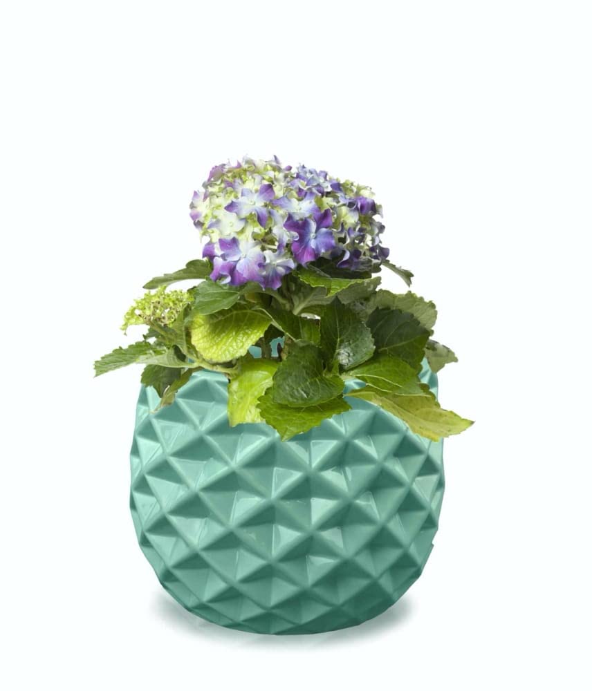 Zestaw 2x doniczka donica osłonka kwiaty fi14 ceramiczna szkliwiona srebrna - KOTARBAU - 3