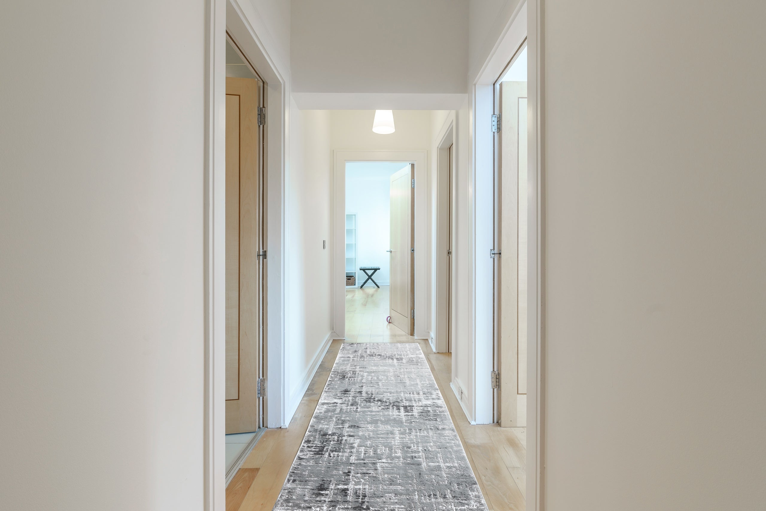 Tapis de couloir Structural MEFE 8722 deux niveaux de molleton gris / blanc 150 cm 150x820 cm - 4