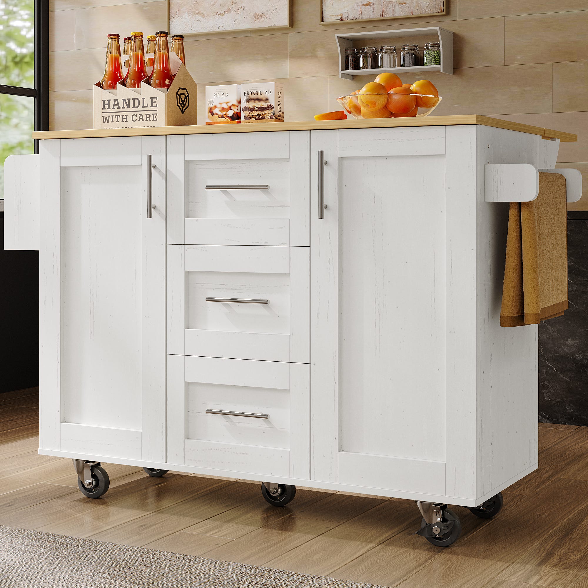 Kitchen Roulette Ilot central de cuisine - chariot à roulette avec plateau extensible ...