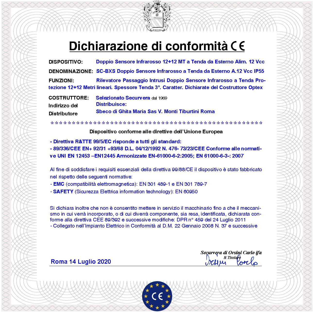 Infrarosso Doppia Tenda da Esterno 4 PIR Quattro Sensori di Movimento Portata 12+12 MT Lineari Regolabile Via Filo Relè Allarme Protezione in linea Fi - 4