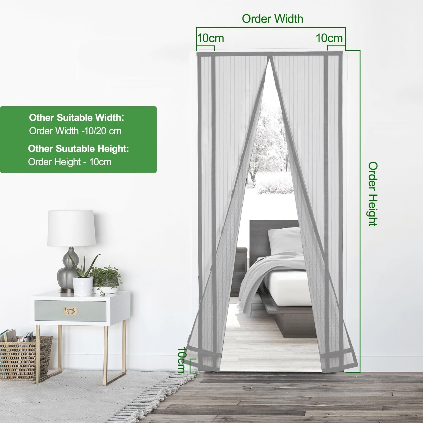 Sekey Zanzariera magnetica per porta del balcone, senza fori, ritagliabile, zanzariera e porta con nastro adesivo allargato - 3