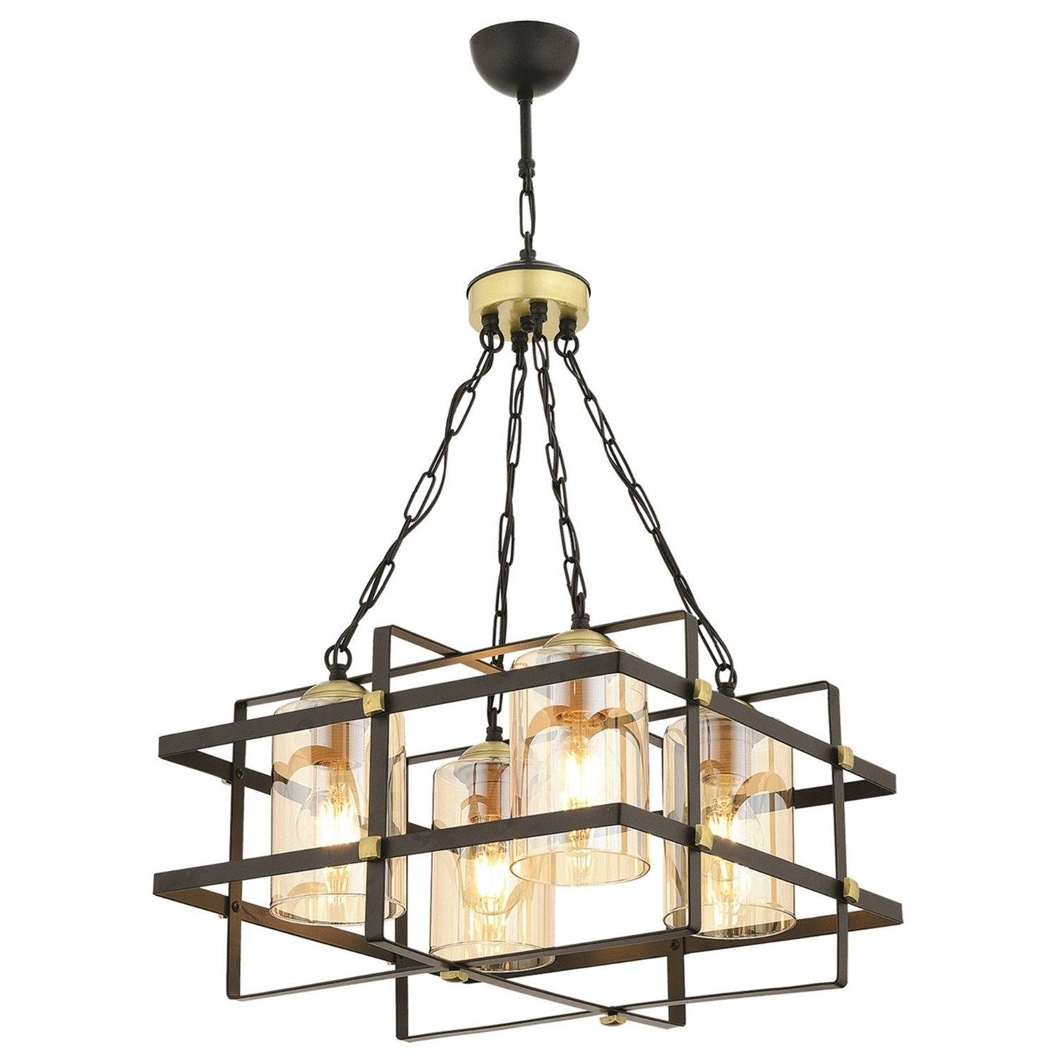 Lampe à suspension style industriel en métal et bois massif vintage