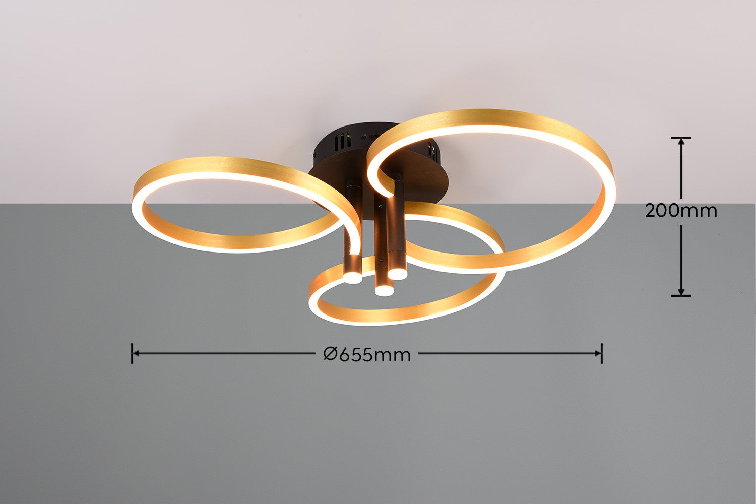 Lampa sufitowa wisząca Caruso złoto-czarna LED 43W 2300K-4000K 4980lm nowoczesna wym: 20 x 65 x 65 cm metal Trio - 8