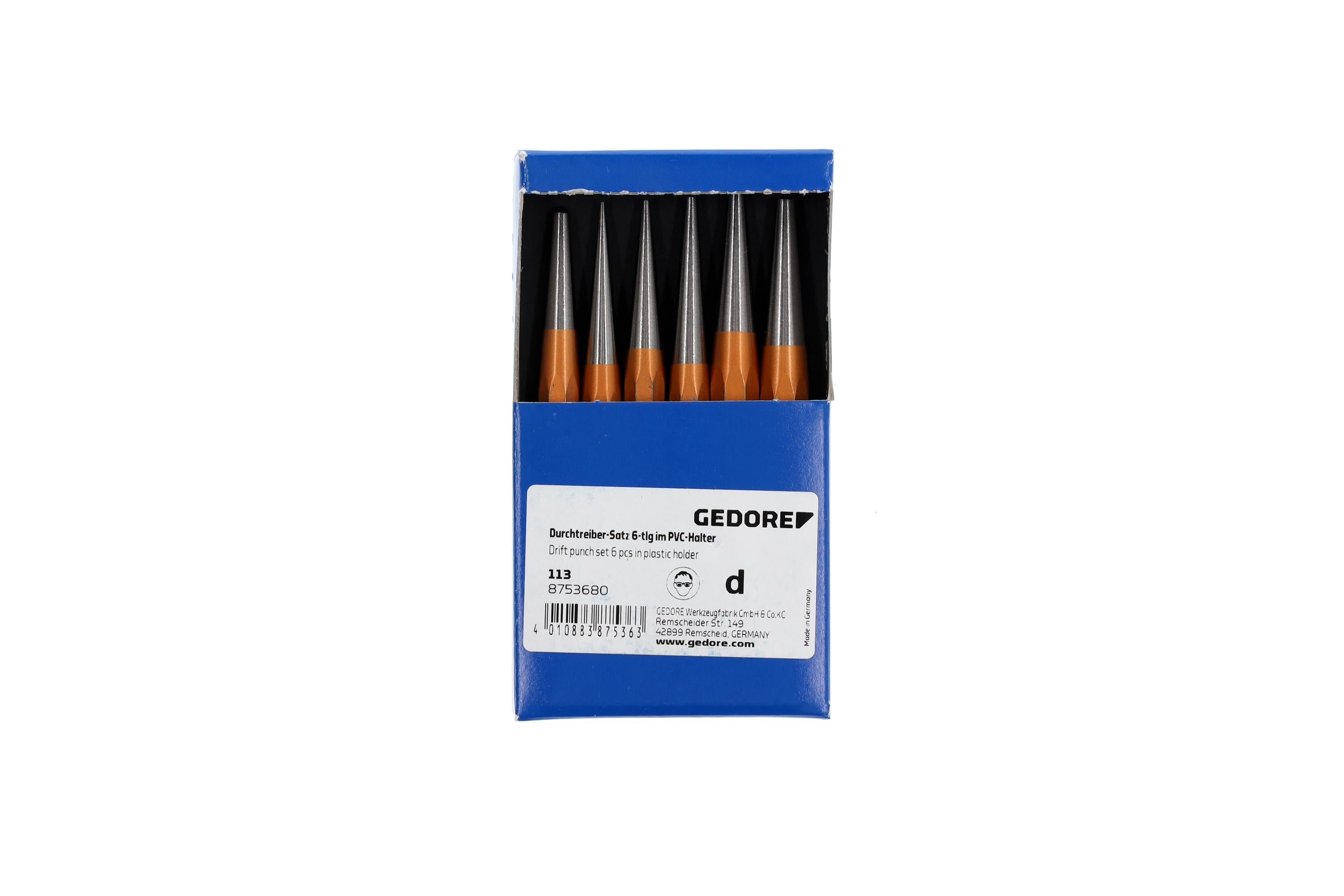 Gedore 113 - - Zestaw wybijaków, 6-częściowy, w uchwycie z tworzywa PVC 8753680