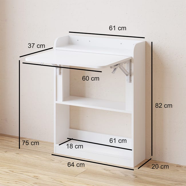 Scrivania Pieghevole Legno 80x40cm - Tavolo Salvaspazio Per PC, Ufficio E Camera - Foto 10