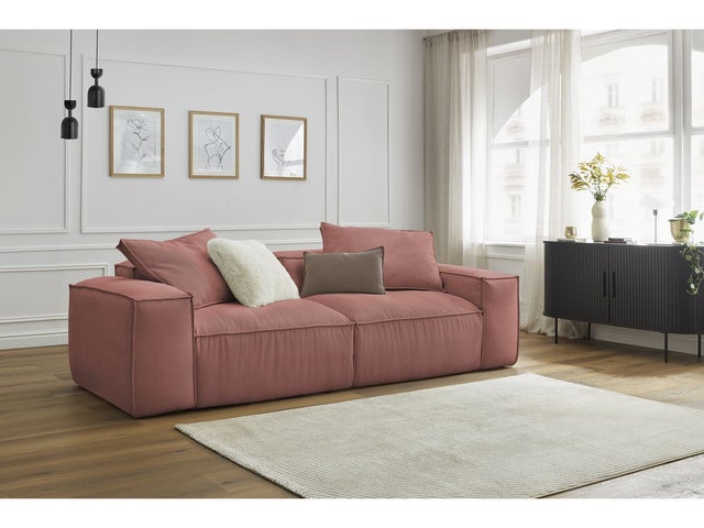 Canapé 3 Places Velours Dabren 185cm – Rose, Canapé Droit Paris Prix