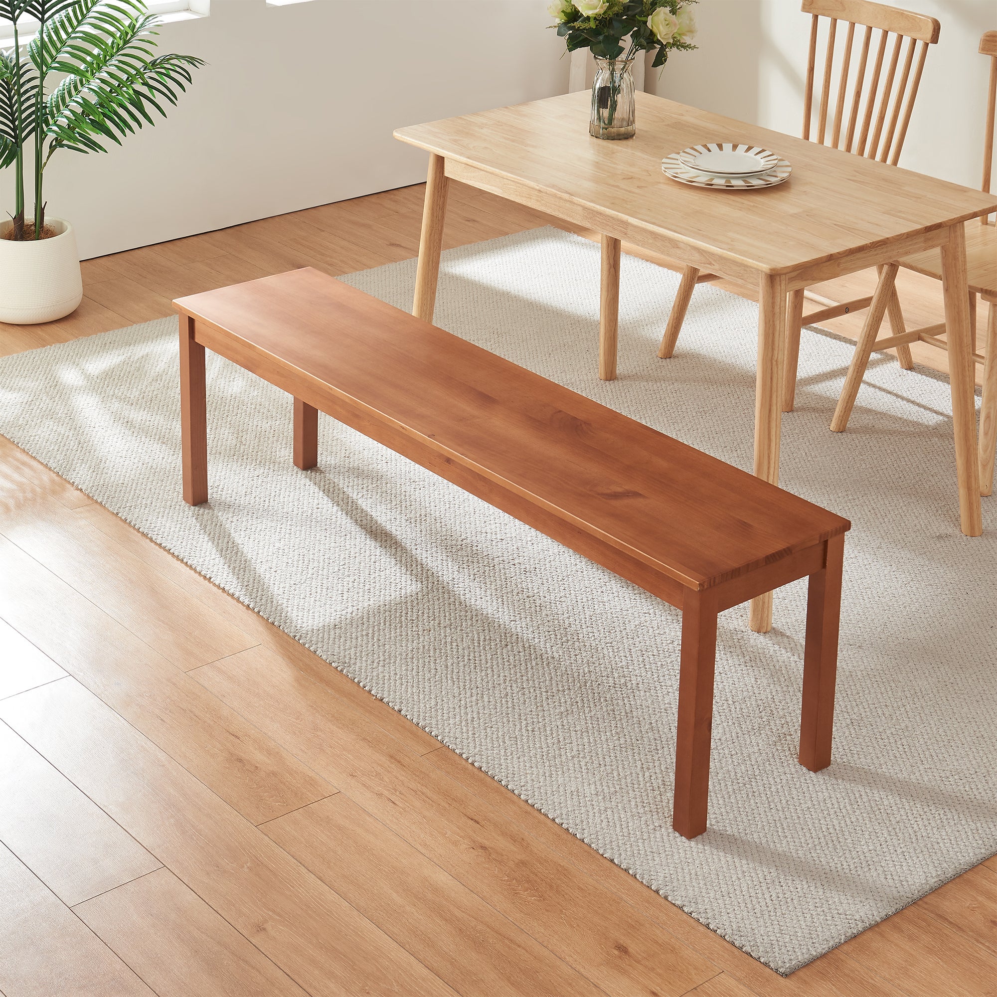 Banc de salle à manger Trerunulu 140 x 35 x 45 cm effet noyer [en.casa] - 3