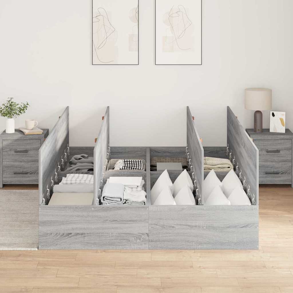 Cadre de lit avec rangement et porte, gris, 140 x 200 cm - 3