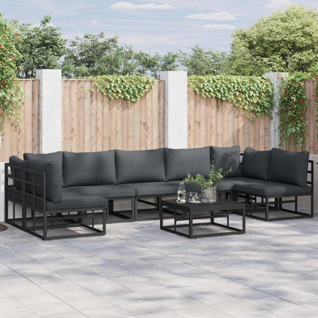 Sofá Esquinero De Jardín LOLAhome Thais 195x195x73 Cm – Aluminio Grafito Con Cojines Impermeables Y Cremallera Oculta, Exterior Resistente
