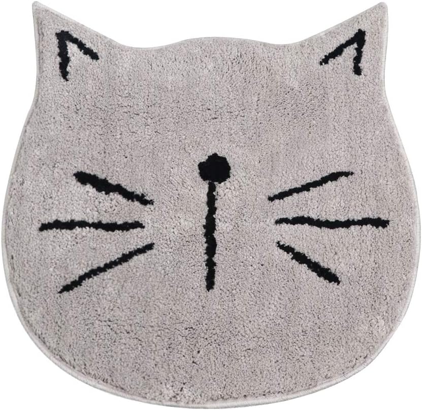 Dywanik łazienkowy z motywem kota z kreskówki, chłonny, antypoślizgowy i miękki, szary, do wejścia do salonu.