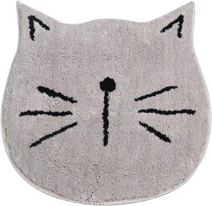 Dywanik łazienkowy z motywem kota z kreskówki, chłonny, antypoślizgowy i miękki, szary, do wejścia do salonu.
